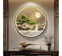 Décoration Murale 3D Lumineuse, Tableau LED Représentant Une Cascade De Montagne, Cadre En Alliage D'aluminium Brossé, Sculptures Murales Paysagères, Pour Couloir(B,40cm)