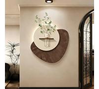 Décoration Murale 3D Lumineuse, Tableau Mural LED avec Vase en Verre Et Plante Verte Artificielle, Peinture Décorative en Grès pour Entrée, Bureau Ou Chambre(A,80cm)