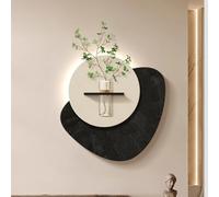 Décoration Murale 3D Lumineuse, Tableau Mural LED avec Vase en Verre Et Plante Verte Artificielle, Peinture Décorative en Grès pour Entrée, Bureau Ou Chambre(B,60cm)