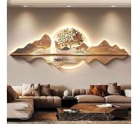 Décoration murale 3D paysage avec éclairage LED, arbre à argent, peinture murale 3D avec télécommande, fresque lumineuse avec montagne et cerf for salon(A,100 * 35CM)