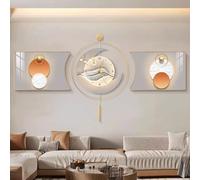 Décoration Murale 3D, Sculpture Murale Moderne, Horloge, Peinture Haute Définition Micro-spray, Décoration Murale En Plumes Pour Salon, Entrée, Bureau(D,60cm)