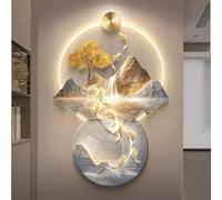 Décoration murale 3D, sculptures de poisson suspendues, peinture de paysage oriental pour salon, décoration de couloir, art mural traditionnel chinois Feng Shui