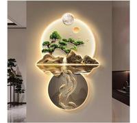 Décoration murale 3D, sculptures murales avec lumière LED, peinture chinoise traditionnelle à suspendre pour décoration d'intérieur élégante