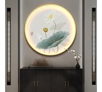 Décoration Murale 3D, Sculptures Murales Suspendues Avec Lumière LED, Peinture Murale Traditionnelle Chinoise, Lampe Décorative Ronde Pour Salon, Entrée, Bureau(C,80cm)