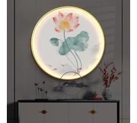 Décoration Murale 3D, Sculptures Murales Suspendues Avec Lumière LED, Peinture Murale Traditionnelle Chinoise, Lampe Décorative Ronde Pour Salon, Entrée, Bureau(E,60cm)