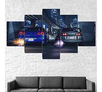 Decoration Murale 41 Parties Imprimé sur Toile Intissee Voiture De Sport GTR R34 Vs Supra Image XXL Motif Moderne Dcoration 150×80Cm avec Cadre