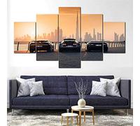 Decoration Murale 5 Parties Imprimé sur Toile Intissee Durée Bugatti Veyron Chiron Image XXL Motif Moderne Dcoration avec Cadre