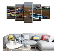 Decoration Murale 5 Parties Imprimé sur Toile Intissee Multiple Racing Cars Image XXL Motif Moderne Dcoration 150×80Cm avec Cadre
