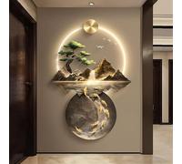 Décoration murale à LED - Décoration murale 3D en relief - Feng Shui - Lampe décorative à suspendre pour salon, entrée, couloir (marron, 70 x 100 cm)
