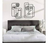 Décoration Murale Abstraite Minimaliste de Luxe en métal, Style Picasso, Motif linéaire, Visage, Art au Trait, Visages de Picasso, Salon, Cadeau de Pendaison de crémaillère (Noir, 82 x 60 cm)