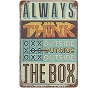 Décoration murale « Always Think Outside The Box » - Décoration murale de cuisine - Affiche en métal - 20,3 x 30,5 cm