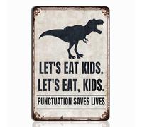 Décoration murale amusante en métal pour salle de classe anglaise - Punctuation Saves Lives - Let's Eat, décoration grammaire pour enfants pour enseignants de lycée et de collège - Cadeau pour