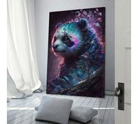 Décoration murale amusante et mythologique représentant un panda pour salle de bain, prête à accrocher, art moderne, 60 x 90 cm