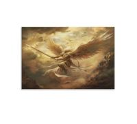 Décoration murale amusante pour salle de bain, motif ange doré, prête à accrocher, art moderne, 30 x 45 cm