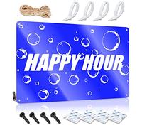 Décoration murale amusante vintage cool - Accessoire rétro en étain pour la maison et le bar - 20 x 30 cm - Motif poisson royal Happy Hour - Parfait pour décoration de camping-car