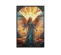 Décoration murale Ange de la lumière - Impression sur verre teinté - Poster spirituel - Impression sur toile divine - Décoration murale artistique moderne à suspendre - 40 x 60 cm
