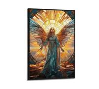 Décoration murale Ange de la lumière - Impression sur verre teinté - Poster spirituel - Impression sur toile divine - Décoration murale artistique moderne à suspendre - 60 x 90 cm