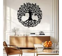 Décoration Murale Arbre de Vie Celtique en Métal Noir, Sculpture Murale Ronde en Métal d'art Naturel Celtique, Sculpture Moderne Arbre de Vie Celtique pour Salon, Chambre, Couloir et Escalie