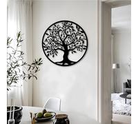 Décoration Murale Arbre de Vie en métal, Art de l'arbre avec Feuilles et Oiseaux, Plaque Murale en métal pour Salon, Cadeau de Pendaison de crémaillère pour Amoureux de la Nature (19" x 19" | 47 x 47