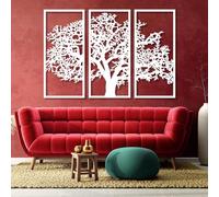 Décoration Murale Arbre de Vie en métal Noir, Sculpture Murale Arbre de Vie en métal à 3 Panneaux, œuvre d'art Moderne pour Salon, Chambre, Couloir et entrée.