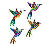 Décoration Murale Artisanale Grand Oiseau en Fer, Lot de 4 Pièces