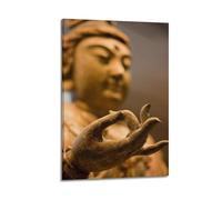 Décoration murale artistique moderne à suspendre avec la main de Bouddha dans le geste mudra, décoration symbolique pour la maison et l'espace de méditation, 40 x 60 cm