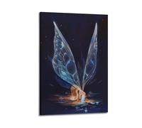 Décoration murale artistique moderne à suspendre pour salon et chambre à coucher - Motif fée avec ailes de papillon - 20 x 30 cm