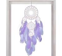 Décoration Murale Attrape-Rêves Attrape-Rêves pour | Art Décoratif Ornement Décoratif,Ornement artisanal fait à la main avec cinq anneaux , attrape-rêves en plumes, décoration de
