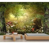 Décoration murale autocollante 3D Champignons de la Forêt Enchantée, idéale pour la chambre, la salle de bain et le salon. Papier peint décoratif. 300x230cm (Non autocollant)