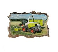 Décoration murale Autocollants brisés 3D Tracteur Tatouage mural d'art amovible Famille Vinyle Stickers Muraux pour La Maison Pépinière Filles Enfants Salon Chambre Décoration 50x75cm