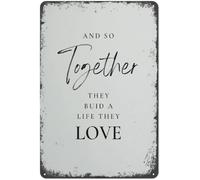 Décoration murale avec citation humoristique « And So Together They Built A Life They Loved » - Noir et blanc - 15,2 x 20,3 cm
