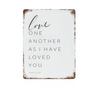 Décoration murale avec citation John 13 34 Love One Another As I Have Loved You Vintage Sublime Tin Painting Wall Poster Metal Sign Décoration murale Style 40 x 30 cm