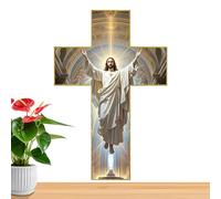 Décoration Murale Avec Croix De Jésus En Bois - Décoration De La Maison Chrétienne Vintage, Symbole De Rédemption Artisanale | Art Religieux Dans Le Style Ferme, Coin De Prière Salon Chambre D