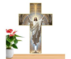 Décoration Murale Avec Croix De Jésus En Bois - Décoration De La Maison Chrétienne Vintage, Symbole De Rédemption Artisanale | Art Religieux Dans Le Style Ferme, Coin De Prière Salon Chambre D
