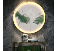 Décoration Murale Avec Éclairage LED, Peinture Murale Traditionnelle Chinoise, Décorations Murales, Sculptures 3D, Lampe Murale LED 3D Lotus Pour Salon, Entrée, Bureau(C,80cm)