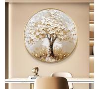 Décoration Murale Avec Éclairage LED, Sculpture Murale 3D, Cadre En Alliage D'aluminium Brossé, Arbre Porte-bonheur Décoratif Pour Salon, Entrée, Bureau(D,50cm)