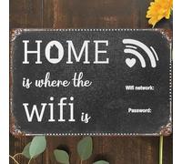 Décoration murale avec mot de passe WiFi, inscription « Home Is Where The Wifi Is » - Décoration murale amusante pour bar, café, club, pub - 20,3 x 30,5 cm