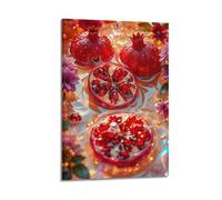 Décoration murale avec motif de grenades dans l'eau brillante, impression scintillante, affiche de fruits, image sur toile éblouissante pour salon, chambre à coucher, cuisine, poster décoratif sur