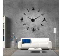 Décoration murale ballerines à faire soi-même - Grandes horloges murales - Danseurs de ballet - Notes de musique - Horloge murale géante - Design moderne - Cadeau pour les amateurs de musique de
