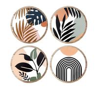 Décoration murale bohème, 4 panneaux ronds en bois, 24 cm, esthétiques et minimalistes pour la maison, style bohème rustique, ensemble léger à suspendre pour chambre à coucher, salon, murs de ferme