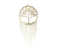 Décoration murale Bohème ""Arbre de vie"" en macramé 43cm Blanc