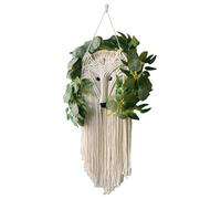 Décoration murale bohème en macramé - Tapisserie bohème avec fausses plantes | Pompons longs tissés esthétiques pour maison, dortoir, salon, café, galerie, chambre d'enfant, studio, appartement, ferme