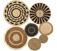 Décoration murale bohème ronde - SUTEO - Lot de 7 pièces - Rotin osier - Tissées à la main - Multi-orientation - Ronde