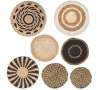 Décoration murale Boho, 7 pièces/ensemble de paniers muraux Boho de différentes tailles et styles, décor tissé et rond, art décoratif pour salon, chambre à coucher, ferme, crèche, panier