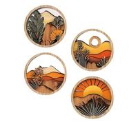 Décoration Murale Boho Art - Art Mural Bohème, Ornement Géométrique Rond En Bois 20 Cm Pour Appartement, Bibliothèque, Cheminée, Balcon, Entrée, Rebord De Fenêtre