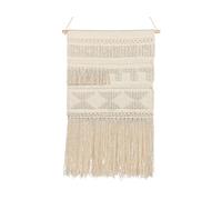 Décoration Murale Boho Faite à la Main avec Pompons en Coton Beige Kaleri