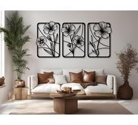 Décoration Murale botanique en métal, 3 pièces, Art Mural Moderne en métal, Grande œuvre d'art texturée 3D, Sculpture Moderne pour Salon, Chambre, Couloir et escaliers, décoration d'int