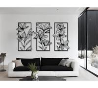 Décoration Murale botanique en métal, 3 pièces, Art Mural Moderne en métal, Grande œuvre d'art texturée 3D, Sculpture Moderne pour Salon, Chambre, Couloir et escaliers, décoration d'int