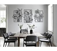 Décoration Murale botanique en métal, 3 pièces, Art Mural Moderne en métal, Grande œuvre d'art texturée 3D, Sculpture Moderne pour Salon, Chambre, Couloir et escaliers, décoration d'int