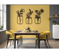Décoration Murale botanique en métal, 3 pièces, Art Mural Moderne en métal, Grande œuvre d'art texturée 3D, Sculpture Moderne pour Salon, Chambre, Couloir et escaliers, décoration d'int